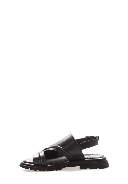 MirgeShoes Kadın Sandalet İçi Dışı Hakiki Deri Siyah  MRG018402611189