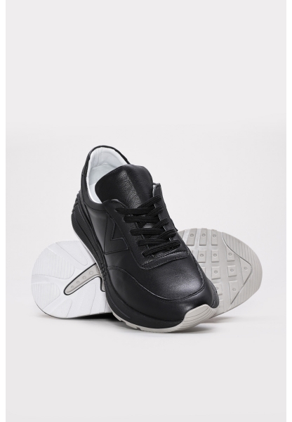 MirgeShoes Siyah Bağcıklı Kadın Spor Ayakkabı İçi Dışı Hakiki Deri MRG01299261370