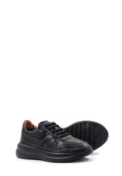 MirgeShoes Siyah Bağcıklı Kadın Spor Sneaker Ayakkabı İçi Dışı Hakiki Deri MRG015392613268