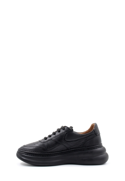 MirgeShoes Siyah Bağcıklı Kadın Spor Sneaker Ayakkabı İçi Dışı Hakiki Deri MRG015392613268