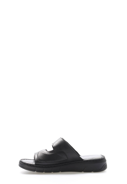 MirgeShoes Kadın Terlik İçi Dışı Hakiki Deri Siyah  MRG017512611316