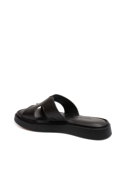 MirgeShoes Kadın Terlik İçi Dışı Hakiki Deri Siyah  MRG017512611075