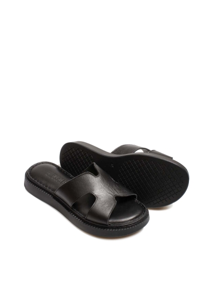 MirgeShoes Kadın Terlik İçi Dışı Hakiki Deri Siyah  MRG017512611075