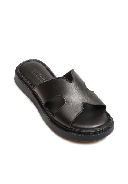 MirgeShoes Kadın Terlik İçi Dışı Hakiki Deri Siyah  MRG017512611075