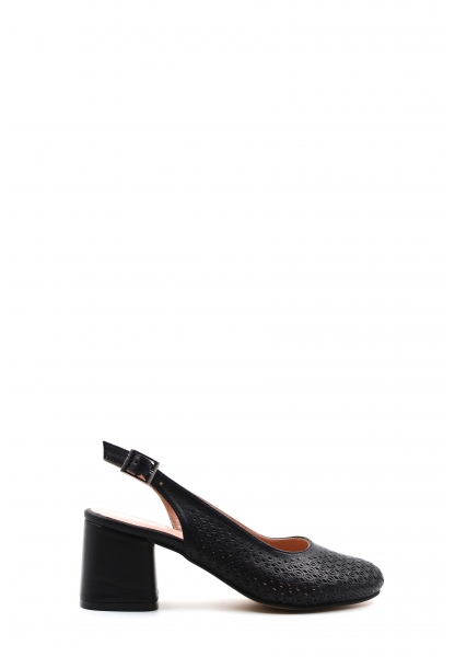 MirgeShoes Siyah Kadın Topuklu Ayakkabı İçi Dışı Hakiki Deri MRG0125926318