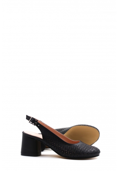 MirgeShoes Siyah Kadın Topuklu Ayakkabı İçi Dışı Hakiki Deri MRG0125926318
