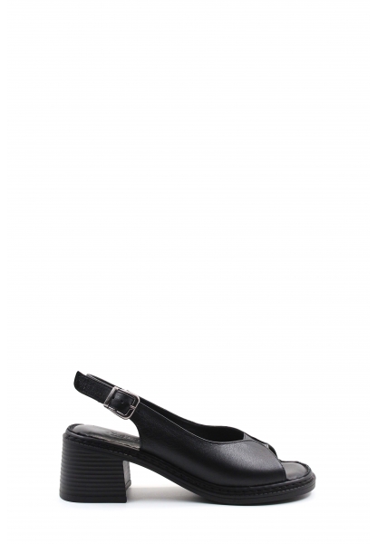 MirgeShoes Siyah Kadın Topuklu Ayakkabı İçi Dışı Hakiki Deri MRG017512611123