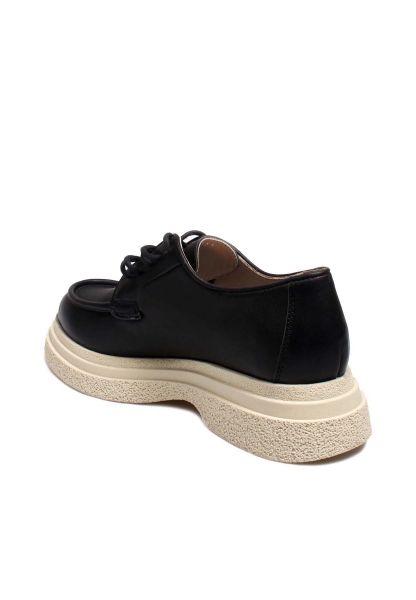 MirgeShoes Siyah Bağcıklı Kadın Casual Ayakkabı İçi Dışı Hakiki Deri MRG011392610263