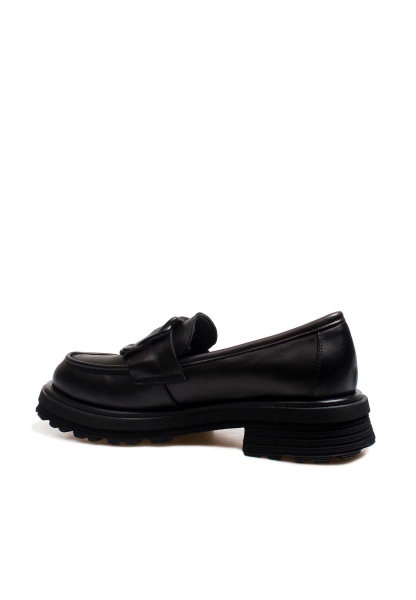 MirgeShoes Siyah Bağcıksız Kadın Casual Ayakkabı İçi Dışı Hakiki Deri MRG0110952613399