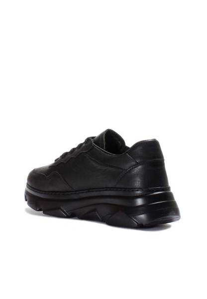 MirgeShoes Siyah Bağcıklı Kadın Spor Ayakkabı İçi Dışı Hakiki Deri MRG011064261234