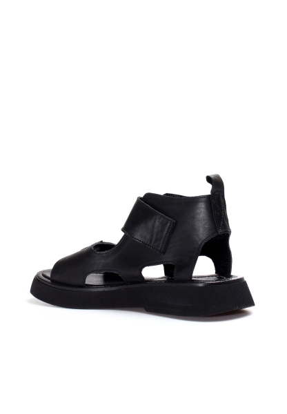MirgeShoes Kadın Topuklu Sandalet İçi Dışı Hakiki Deri Siyah  MRG0141126120867