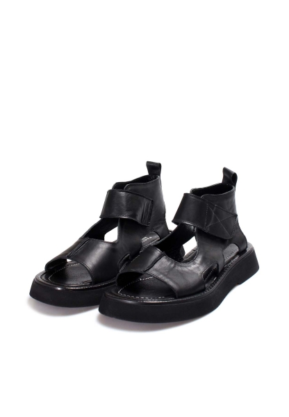 MirgeShoes Kadın Topuklu Sandalet İçi Dışı Hakiki Deri Siyah  MRG0141126120867