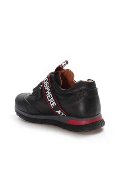 MirgeShoes Kırmızı Unisex Çocuk Cırtcırtlı Sneaker Spor Ayakkabı İçi Dışı Hakiki Deri Siyah MRG011362411132