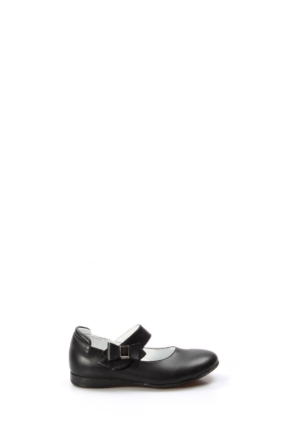 MirgeShoes Siyah Kız Çocuk Babet Ayakkabı İçi Dışı Hakiki Deri MRG0196716213