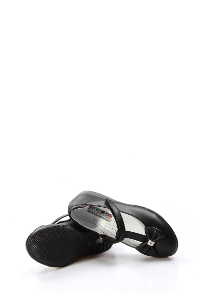 MirgeShoes Siyah Kız Çocuk Babet Ayakkabı İçi Dışı Hakiki Deri MRG019676214