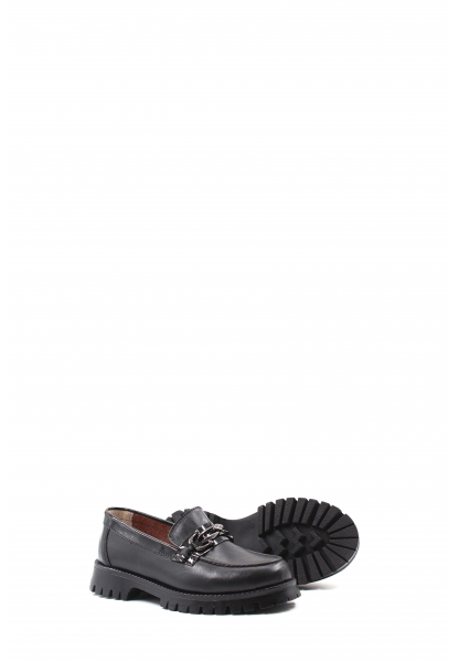 MirgeShoes Siyah Kız Çocuk Casual Ayakkabı İçi Dışı Hakiki Deri MRG011362410227