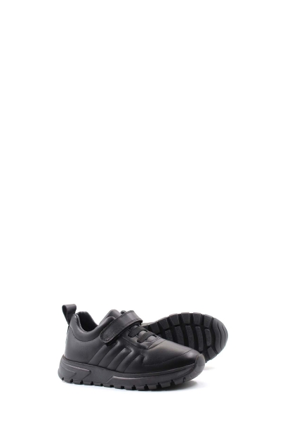 MirgeShoes Siyah Kız Cırtcırtlı Çocuk Casual Ayakkabı İçi Dışı Hakiki Deri MRG012872412314