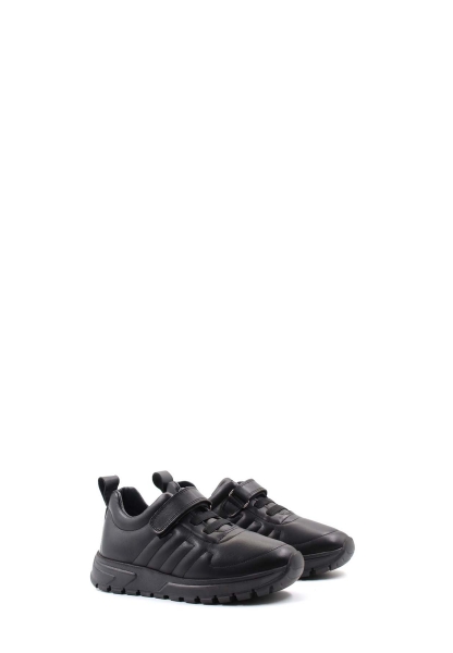 MirgeShoes Siyah Kız Cırtcırtlı Çocuk Casual Ayakkabı İçi Dışı Hakiki Deri MRG012872412314