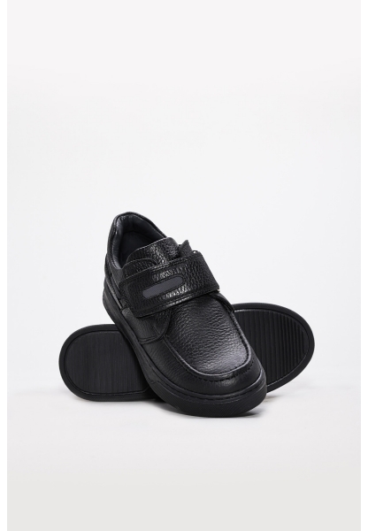 MirgeShoes Siyah Kız Çocuk Cırtcırtlı Casual Ayakkabı İçi Dışı Hakiki Deri MRG01967241359