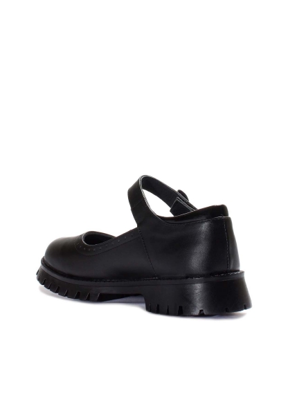 MirgeShoes Siyah Kız Çocuk Casual Ayakkabı İçi Dışı Hakiki Deri MRG011362411024