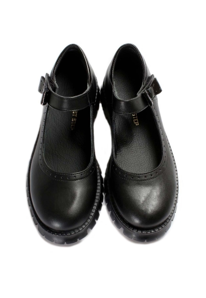 MirgeShoes Siyah Kız Çocuk Casual Ayakkabı İçi Dışı Hakiki Deri MRG011362411024