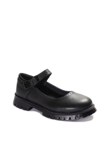 MirgeShoes Siyah Kız Çocuk Casual Ayakkabı İçi Dışı Hakiki Deri MRG011362411024