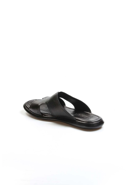 MirgeShoes Erkek Terlik İçi Dışı Hakiki Deri Siyah MRG0114813179824281