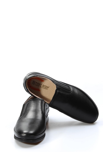 MirgeShoes Siyah Bağcıksız Erkek Casual Ayakkabı İçi Dışı Hakiki Deri MRG017921321533427