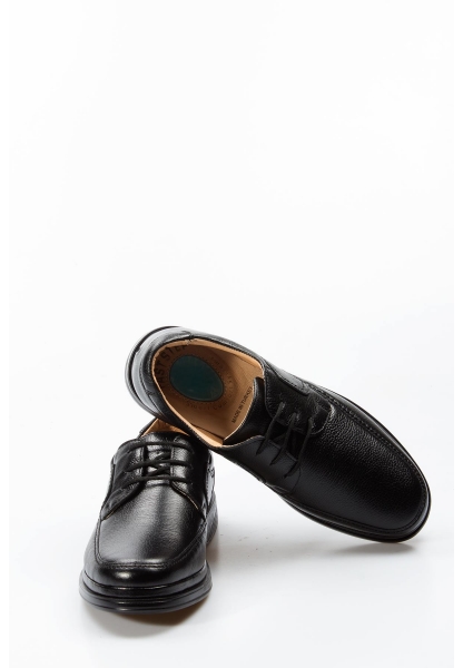 MirgeShoes Siyah Bağcıklı Erkek Casual Ayakkabı İçi Dışı Hakiki Deri MRG019451311414
