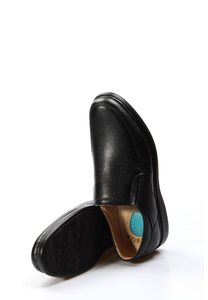 MirgeShoes Siyah Bağcıksız Erkek Casual Ayakkabı İçi Dışı Hakiki Deri MRG0194513211413