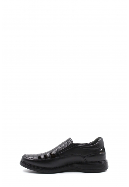 MirgeShoes Siyah Erkek Açık Hava Sandalet İçi Dışı Hakiki Deri MRG017921311181232