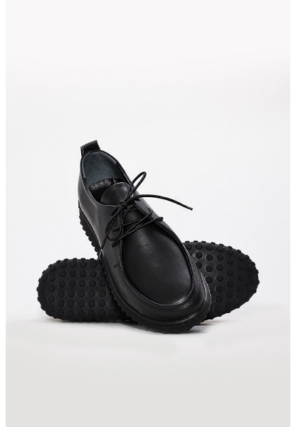 MirgeShoes Siyah Bağcıklı Kadın Casual Ayakkabı İçi Dışı Hakiki Deri MRG017132612827