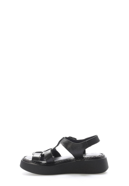 MirgeShoes Kadın Sandalet İçi Dışı Hakiki Deri Siyah  MRG017512611386