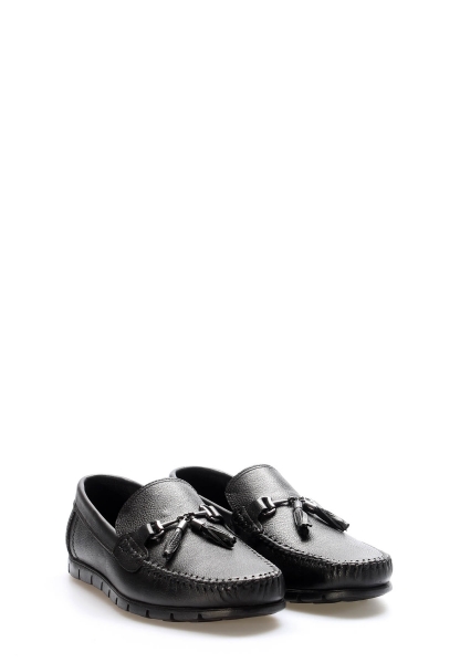 MirgeShoes Siyah Püsküllü Erkek Loafer Ayakkabı İçi Dışı Hakiki Deri MRG01758131878