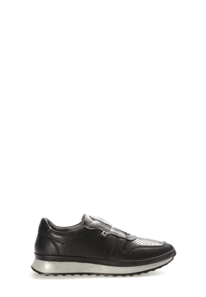 MirgeShoes Siyah Bağcıksız Erkek Casual Ayakkabı İçi Dışı Hakiki Deri MRG011081131109261130