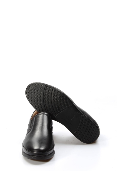 MirgeShoes Siyah Bağcıksız Erkek Casual Ayakkabı İçi Dışı Hakiki Deri MRG0179213153427