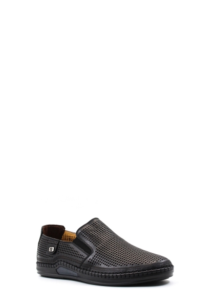  MirgeShoes Siyah Bağcıksız Erkek Casual Ayakkabı İçi Dışı Hakiki Deri MRG012561311020