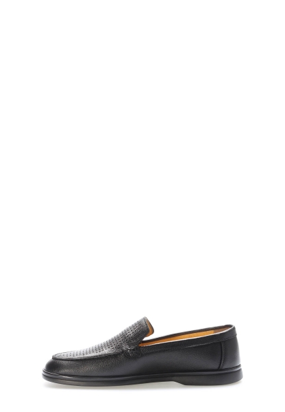 MirgeShoes Siyah Bağcıksız Erkek Casual Ayakkabı İçi Dışı Hakiki Deri MRG01949131020122835