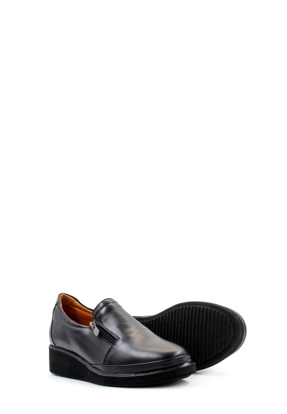 MirgeShoes Siyah Bağcıksız Kadın Casual Ayakkabı İçi Dışı Hakiki Deri MRG01541261934