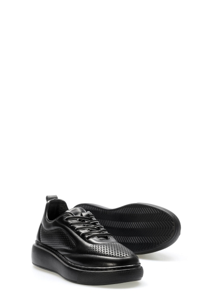 MirgeShoes Siyah Bağcıklı Kadın Casual Ayakkabı İçi Dışı Hakiki Deri MRG017132612723