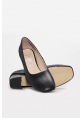 MirgeShoes Siyah Kadın Kalın Topuklu Ayakkabı İçi Dışı Hakiki Deri MRG01194261587