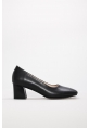 MirgeShoes Siyah Kadın Kalın Topuklu Ayakkabı İçi Dışı Hakiki Deri MRG01194261587