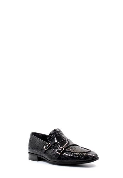  MirgeShoes Siyah Bağcıksız Erkek Klasik Rugan Ayakkabı İçi Dışı Hakiki Deri MRG014081312737