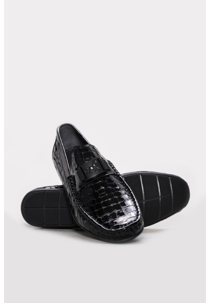 MirgeShoes Siyah Erkek Loafer Rugan Ayakkabı İçi Dışı Hakiki Deri MRG014081312311