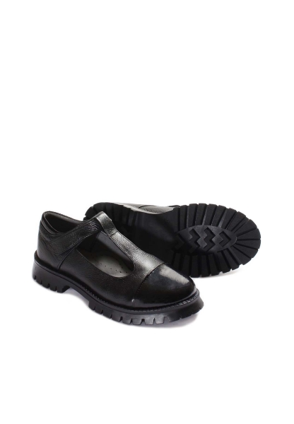 MirgeShoes Siyah Kız Çocuk Casual Rugan Ayakkabı İçi Dışı Hakiki Deri MRG011362411023