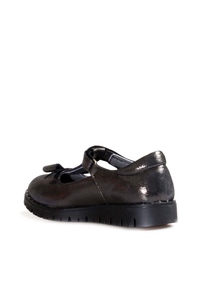 MirgeShoes Siyah Kız Çocuk Babet Ayakkabı İçi Dışı Hakiki Deri Saten MRG0196724218