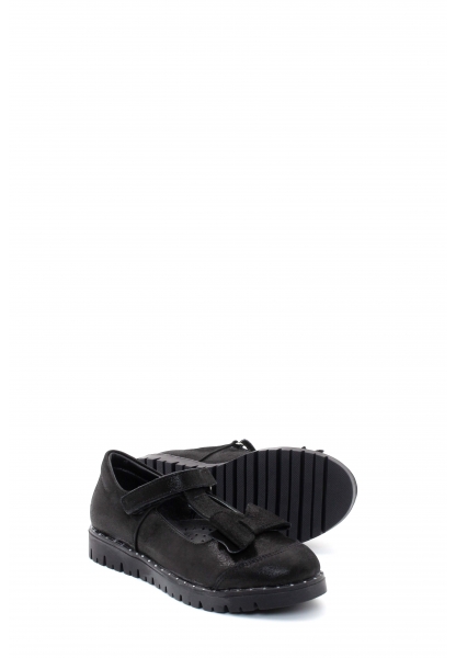 MirgeShoes Siyah Kız Çocuk Casual Ayakkabı İçi Dışı Hakiki Deri Saten MRG0196724324