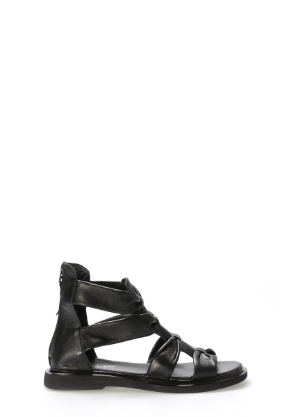 MirgeShoes Kadın Sandalet İçi Dışı Hakiki Deri Siyah  MRG01254261333