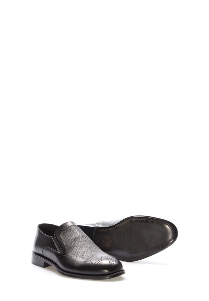 MirgeShoes Siyah Bağcıksız Erkek Klasik Ayakkabı İçi Dışı Hakiki Deri MRG01348131622