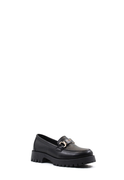 MirgeShoes Siyah Bağcıksız Kadın Casual Ayakkabı İçi Dışı Hakiki Deri MRG0171126121072